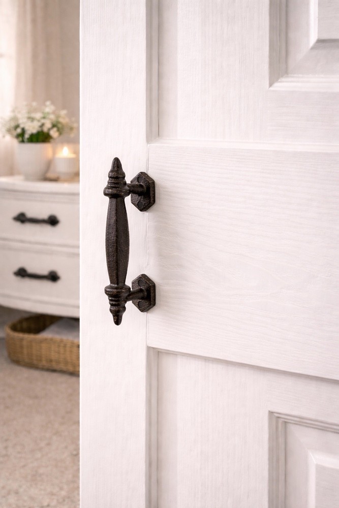 Rustic Cast Iron Barn Gate Pulls Vintage Style Drawer Handle Heavy Duty 2 Pack