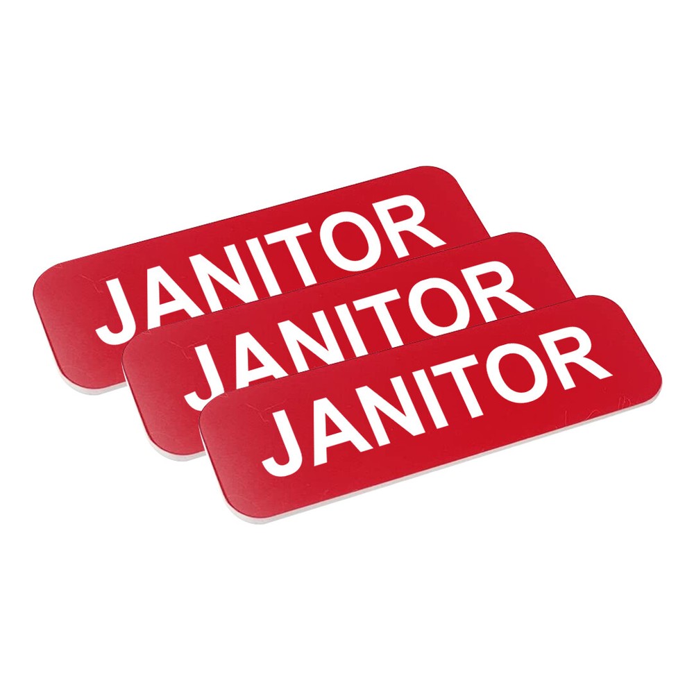 Janitor 1 x 3" Name Tag, (3 Pack)