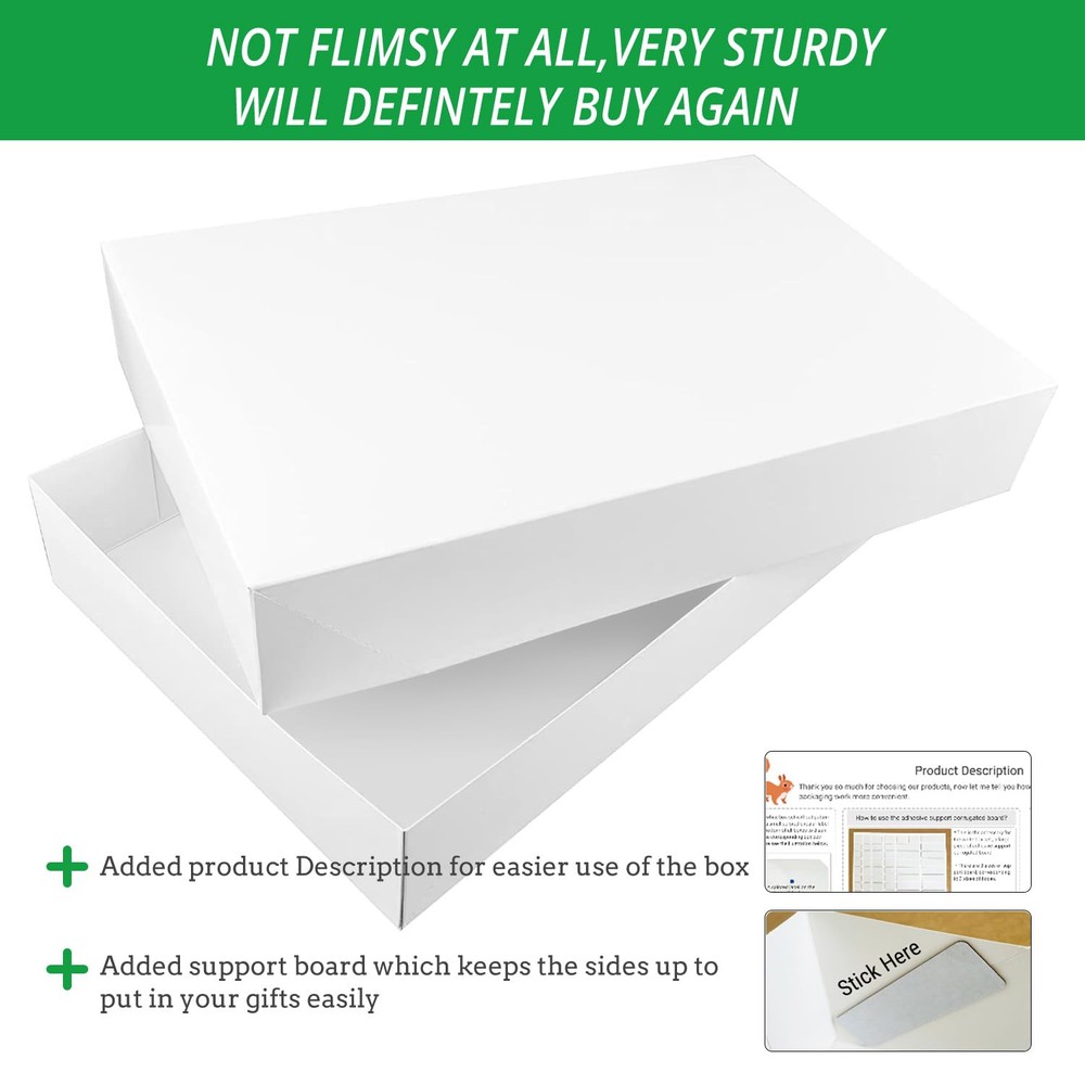 16 White Gift Wrap Boxes Bulk with Lids for Wrapping Extra Large Clothes and ...
