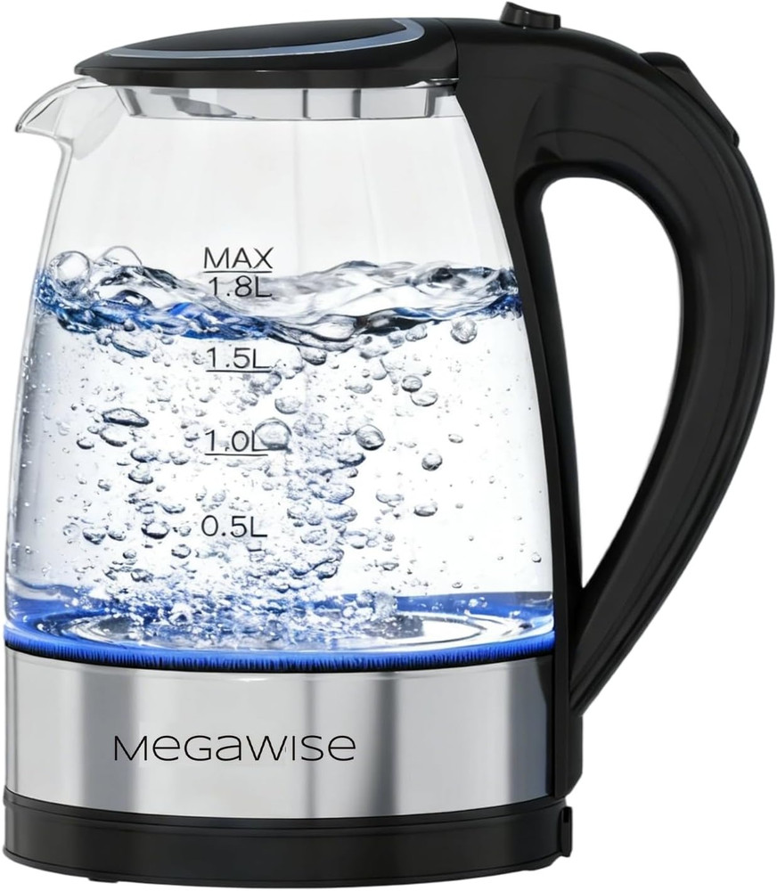 1.8L Healthy Electric Kettle, 1800W Borosilicate Glass Tea Kettle with Food Grad