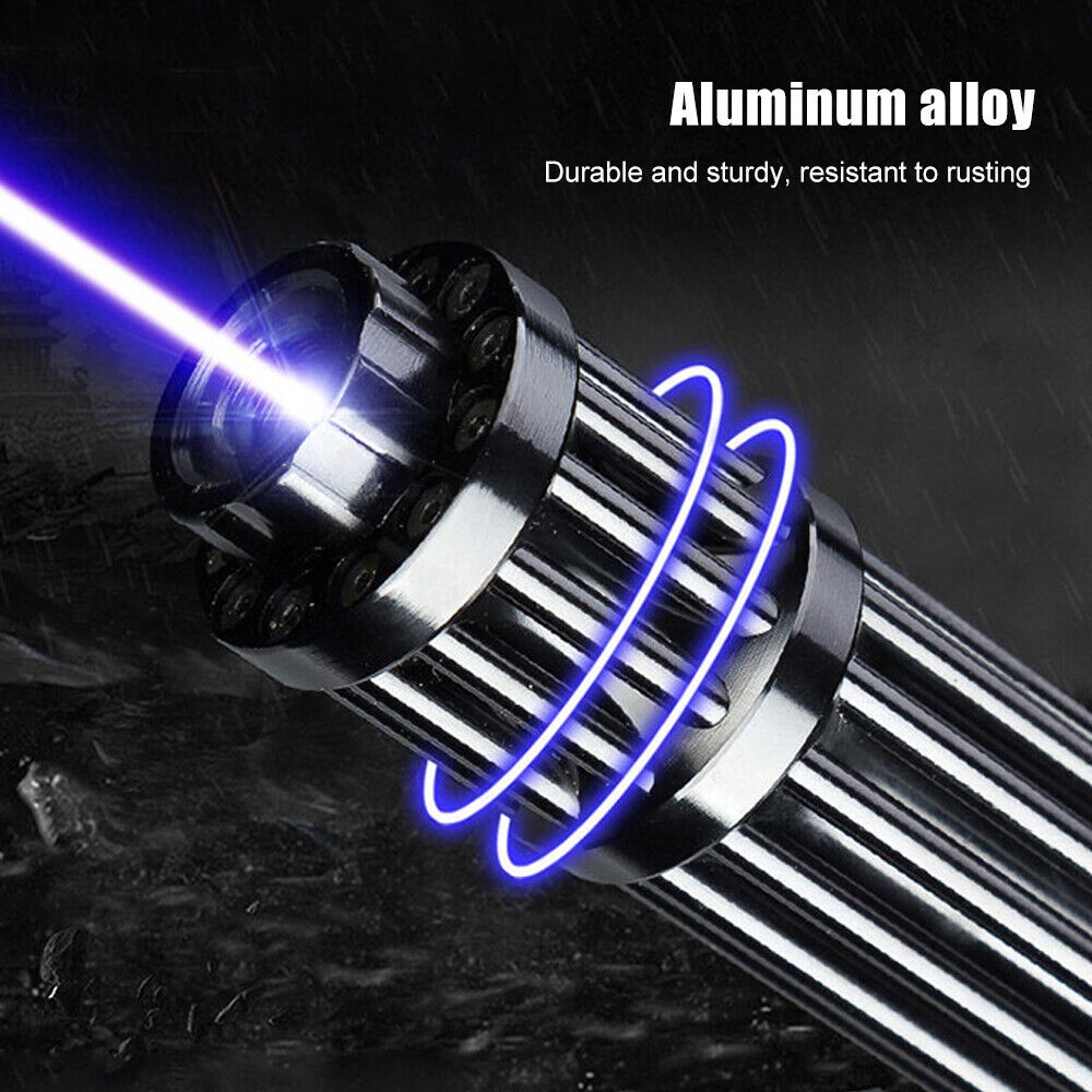 10 Watt Adjustable High Power Blue Burning Laser Pointer Visible Dot Torch Light