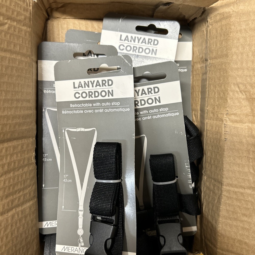 LANYARD AND BADGE REEL COMBO, BLACK - **6 Pack**