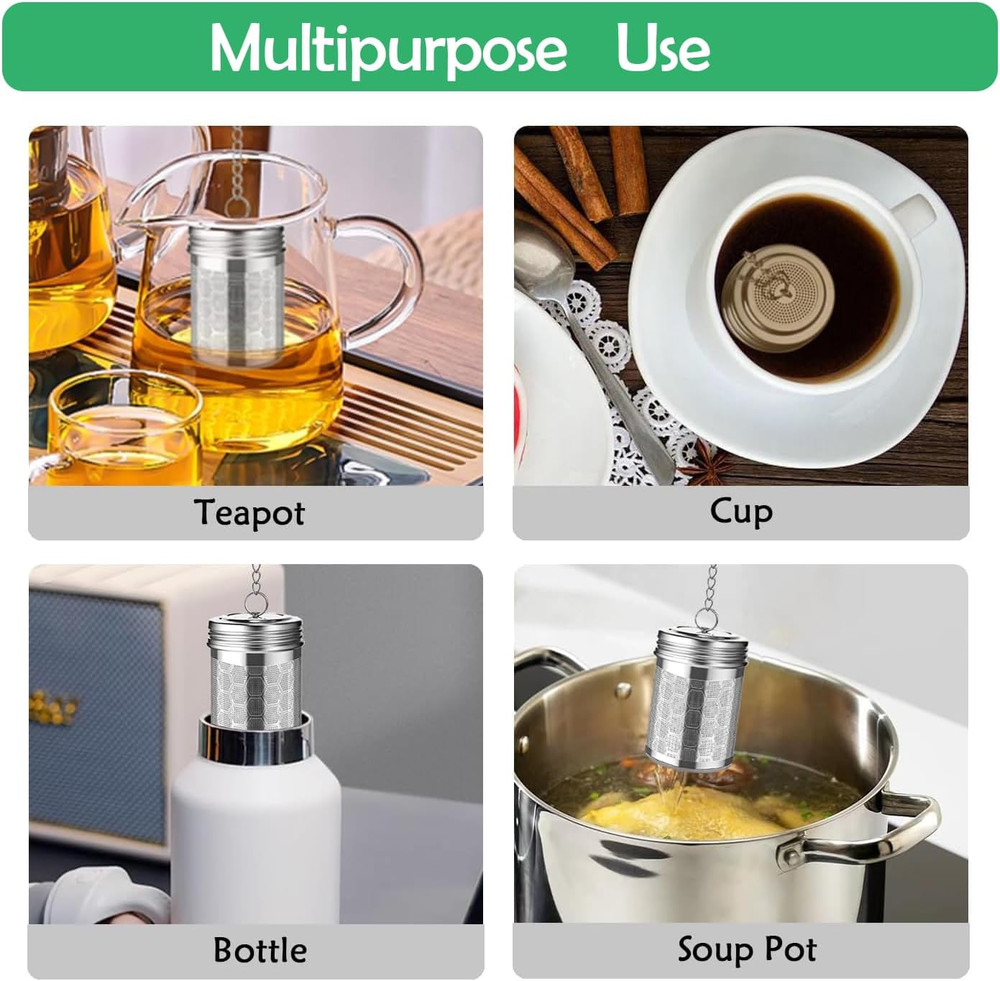 2 Pack Tea Infuser for Loose Tea, Extra Fine Mesh Tea Strainers with Drip Trays,