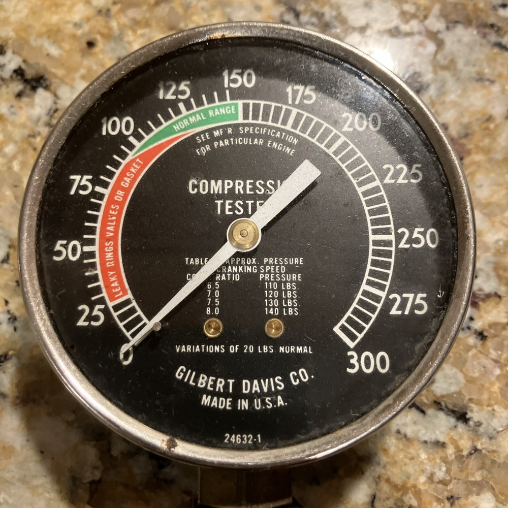 VINTAGE GILBERT DAVIS CO. AUTOMOBILE COMPRESSION TESTER