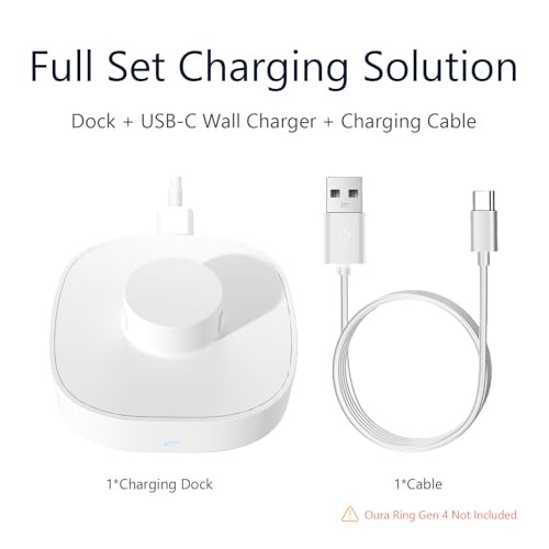 Charger for Oura Ring Gen4 (Size 9) - Fast Charging Dock with USB-C 9 (White)