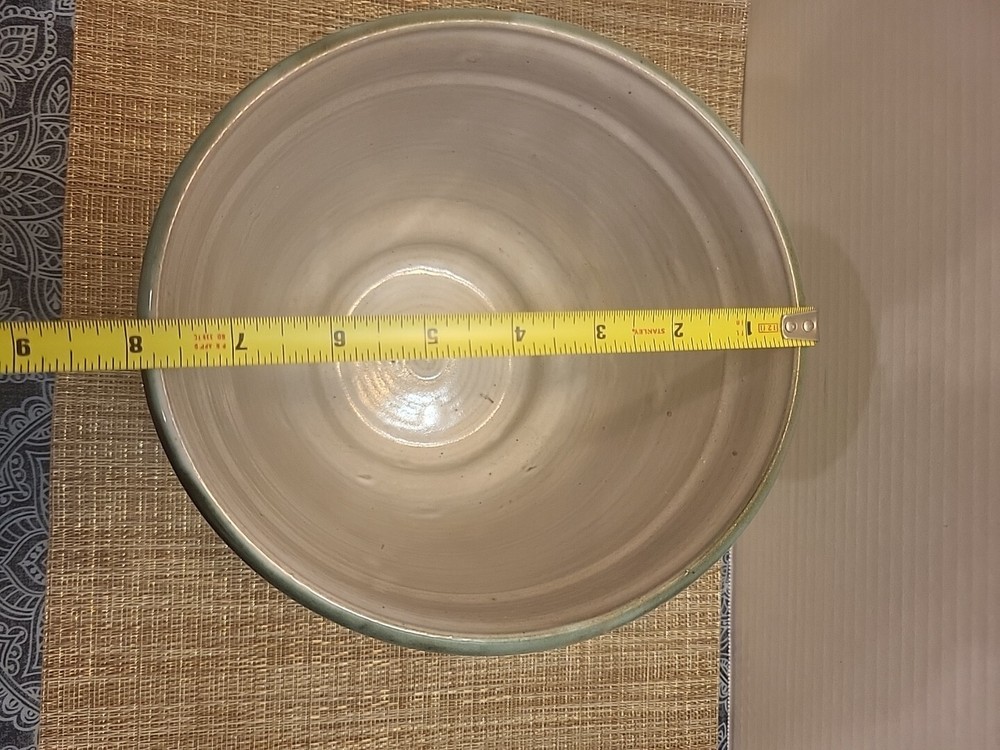 Vintage Brushed Designed Glazed Pottery Planter Marked