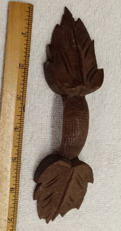 ANTIQUE WALNUT CARVED LEAF PATTERN DRAWER , DOOR HANDLE/PULL HORIZONTAL,VERTICAL