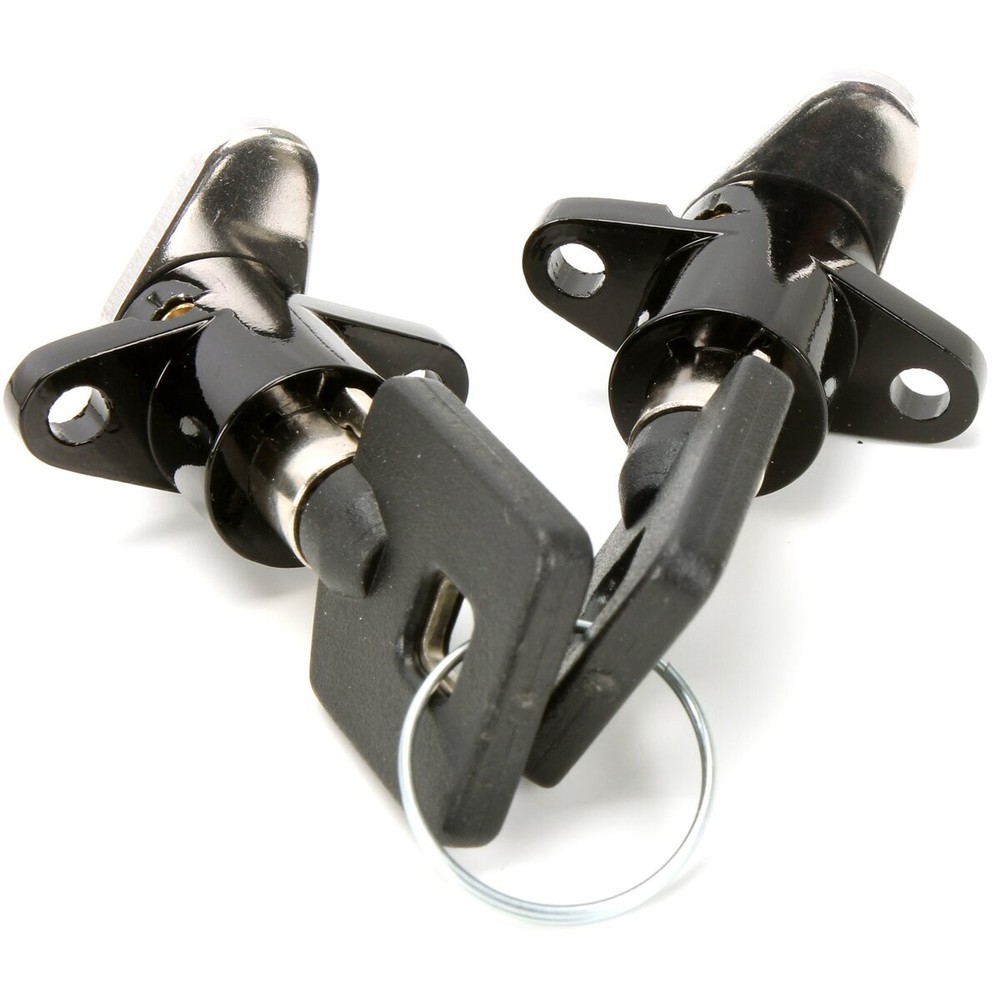 V-Twin Manufacturing Black Saddlebag Lock+Key Kit - 77656B
