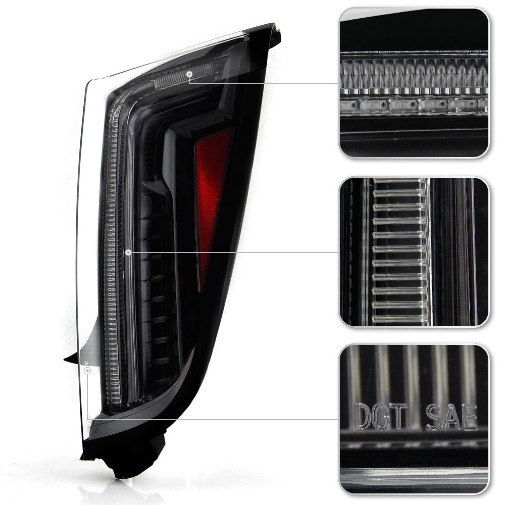 Clear Lens Black Housing LED Tail Lights for 2013-2017 Cadillac XTS Left+Right