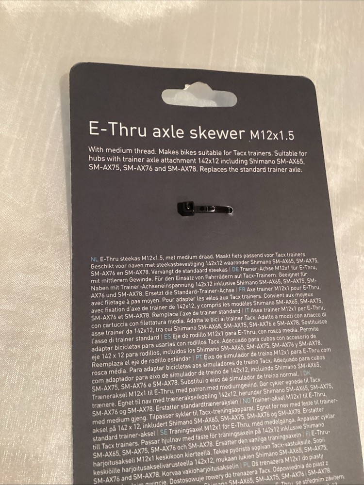 Tacx E-Thru Axle Skewer M12x1.5 Medium Thread New In Package
