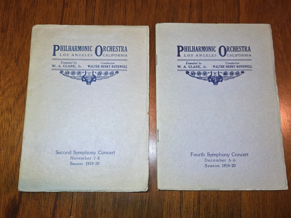 LA Philharmonic Orchestra Programs 1919 - Second And Fourth Seasons