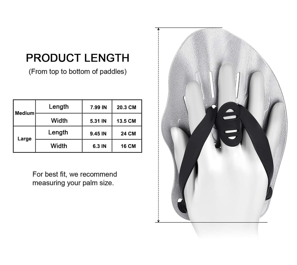 Contour Swim Paddles Hand, Training Hand with Medium, Grey