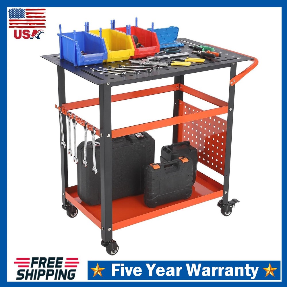 36"x24" Welding Table ,Heavy Duty Rolling Welding Workbench 600LBS Tool Storage