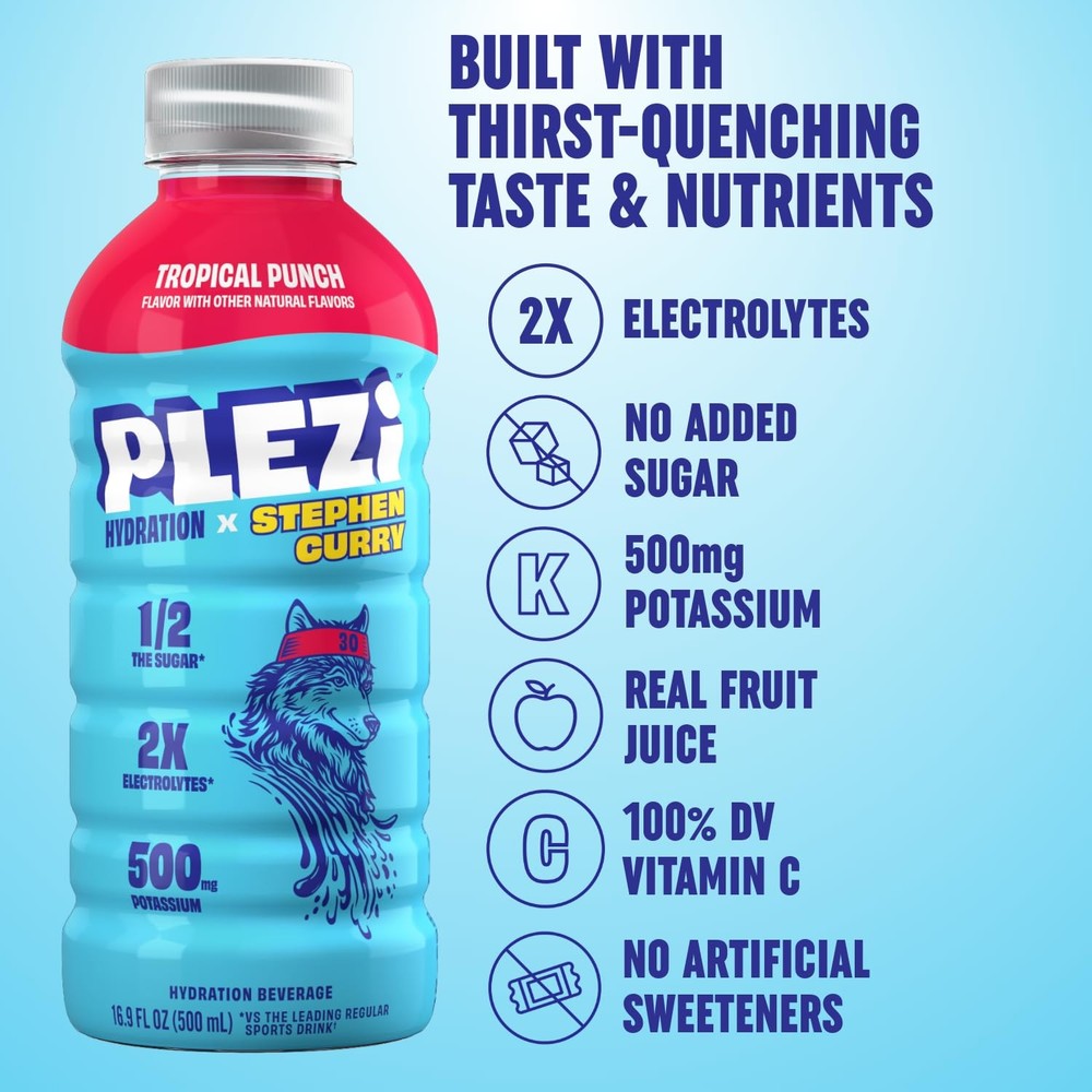 Tropical Punch Hydration Drink with 2X Electrolytes - Low Sugar - 12 Pack
