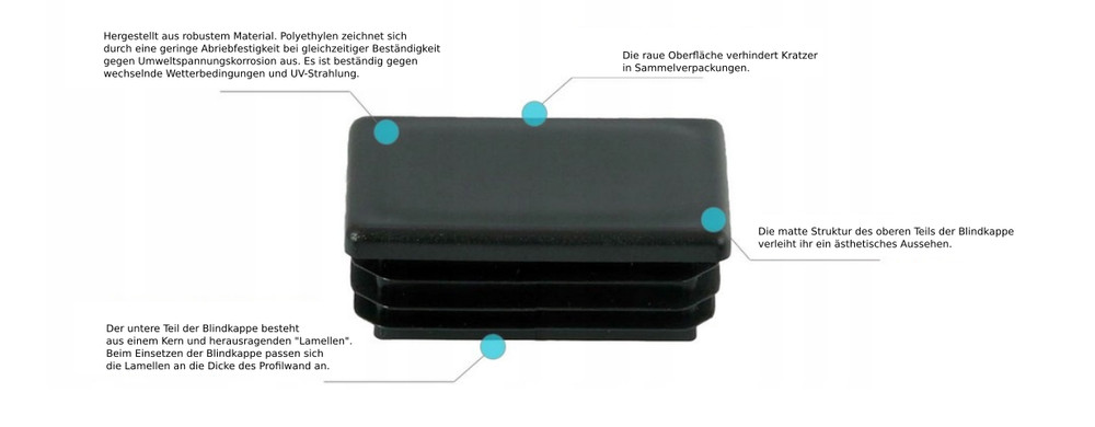 10 x fin plugs rectangular tube 70 x 110 mm rectangle black end caps plastic