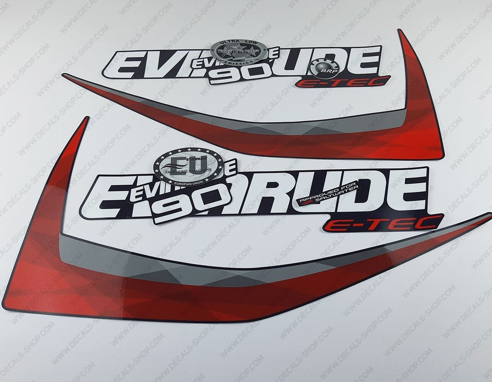 Evinrude 90 hp ETEC 2014-2015 Blue Cowl outboard engine decals sticker set