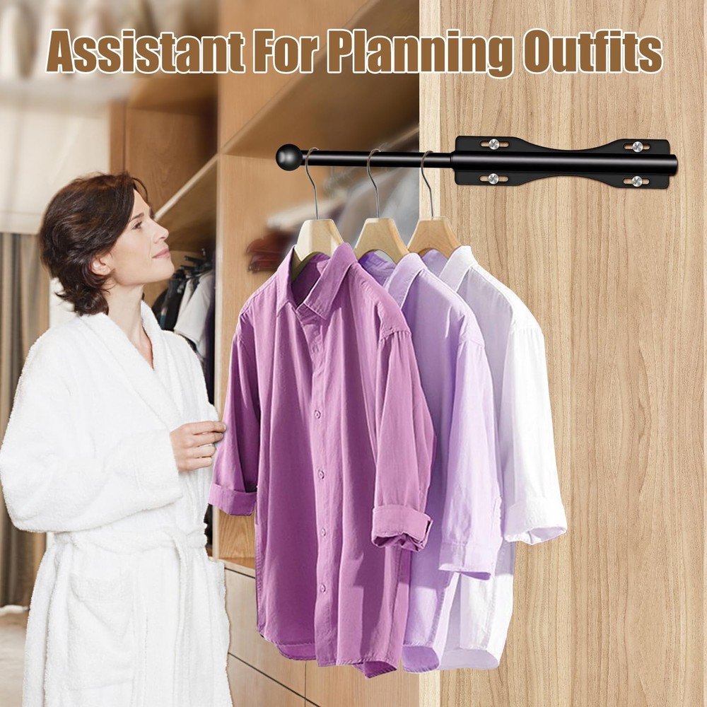 12" Valet Rod Closet Pull Out Slide Adjustable Heavy Duty Organizer Black