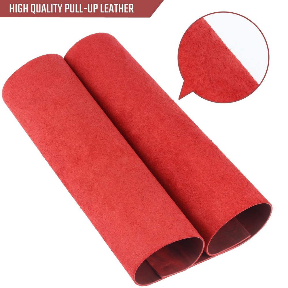 Real Leather Tooling Sheets for Crafting Wallets & Tools - Thick Red Crazy Horse
