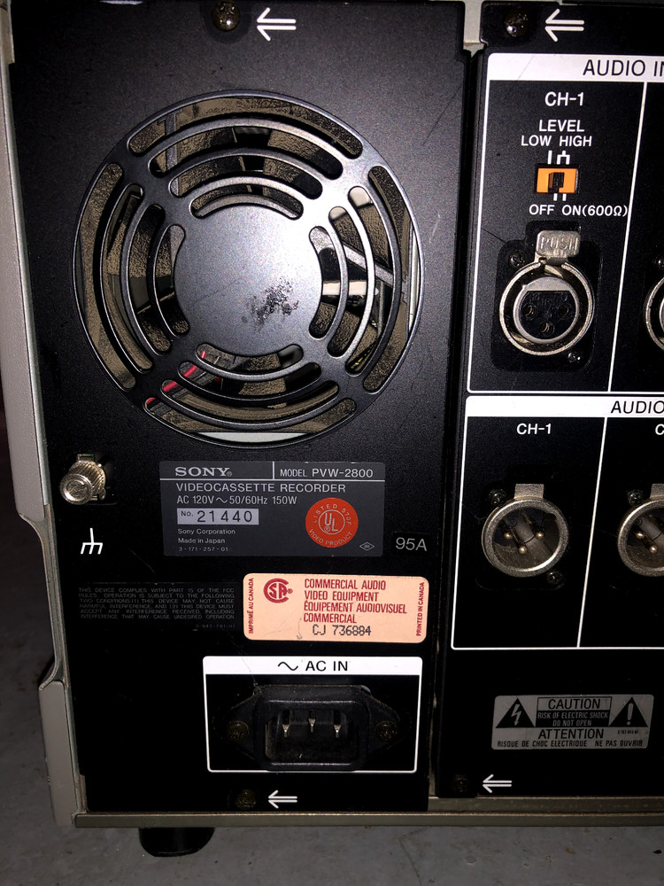 Sony PVW-2800 Video Cassette Recorder