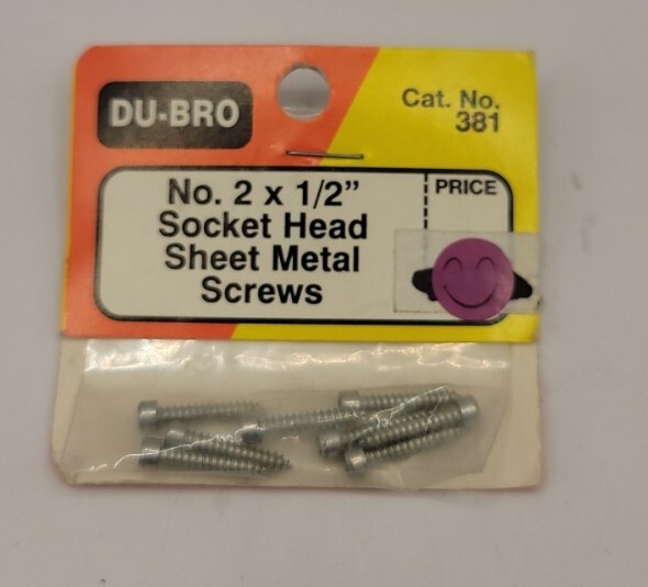 Du-Bro Socket Head Sheet Metal Screws 2x1/2" Hex Rc Hardware 8 pcs DuBro 381