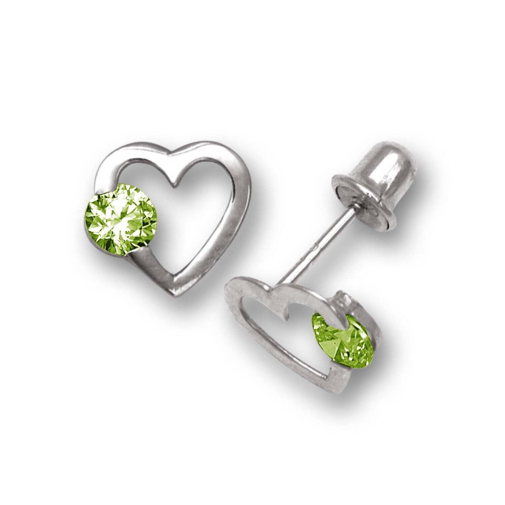 14k White Gold CZ Open Heart Stud Earrings