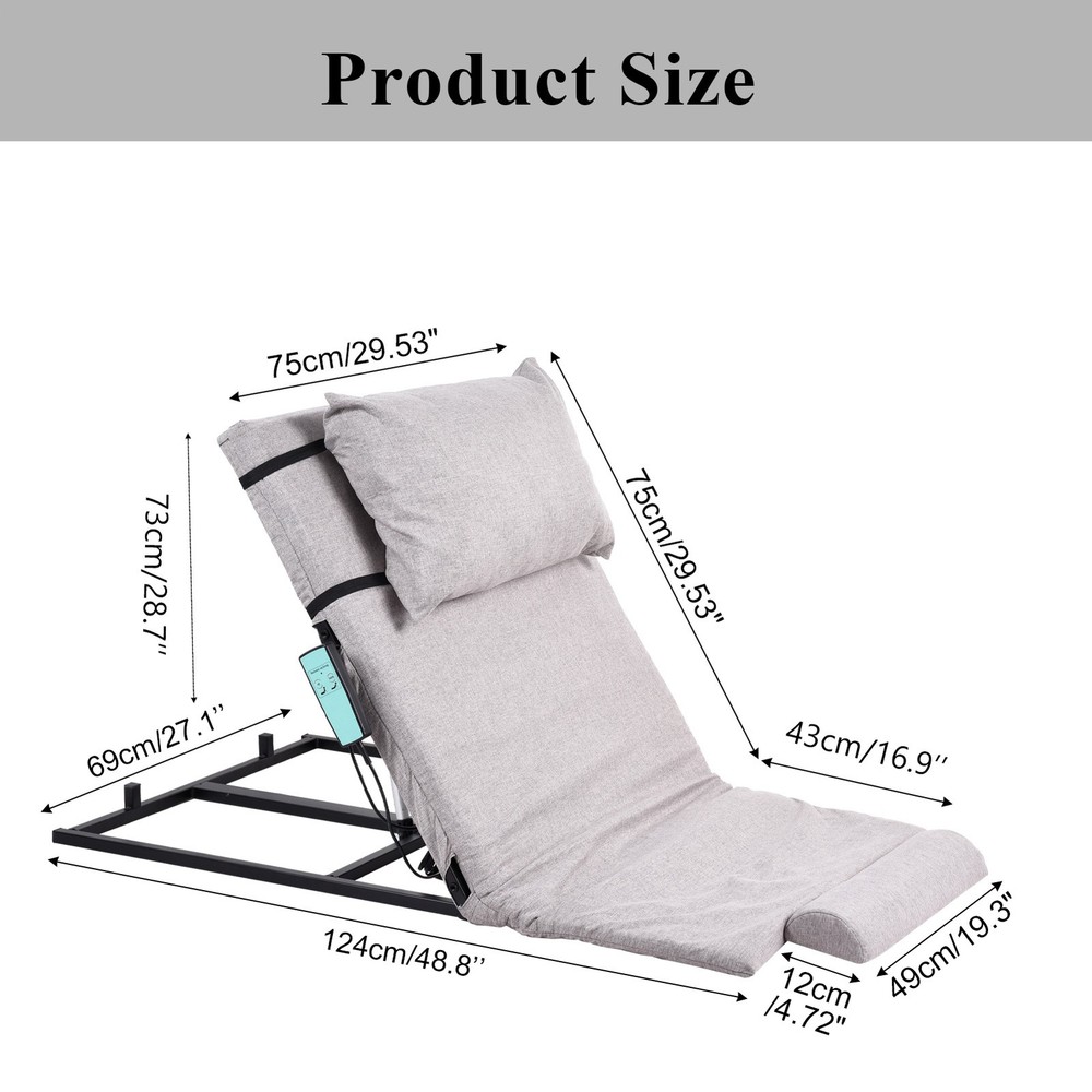 Electric Lifting Bed Backrest 2-80° Adjustable Back Rest Support remote control