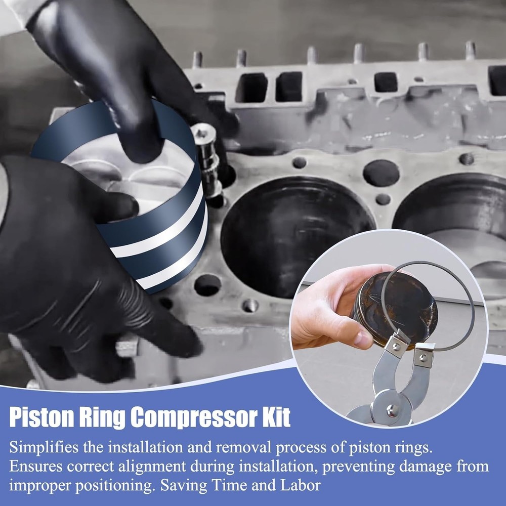 Adjustable Piston Ring Compressor & Installer Set for Car Engines