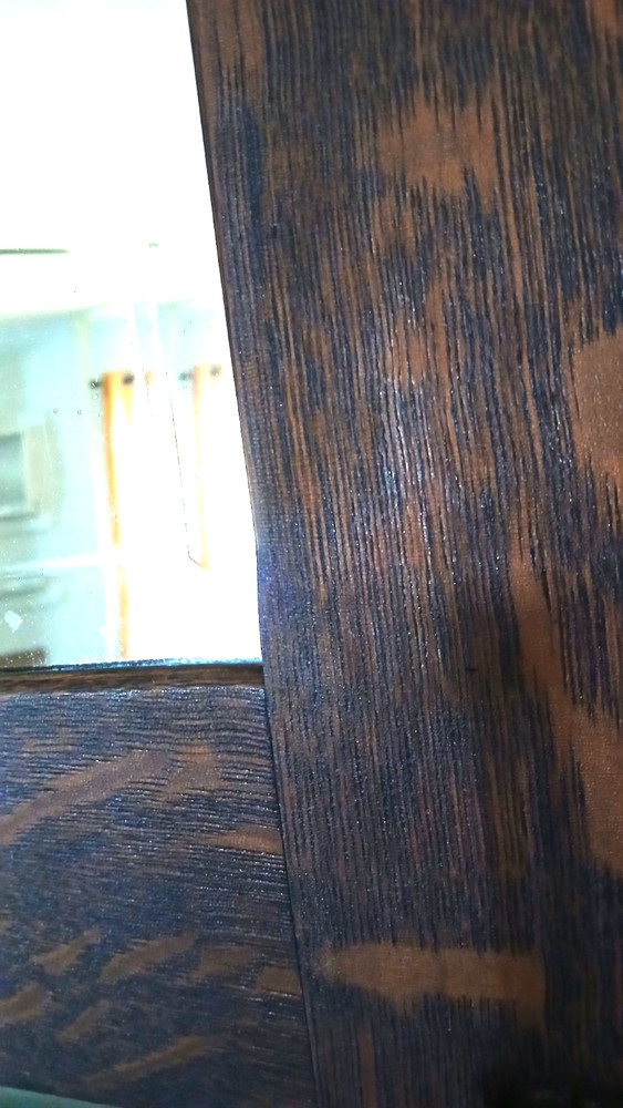Antique Tiger Oak Hall Wall Beveled Mirror Hat Coat Hooks