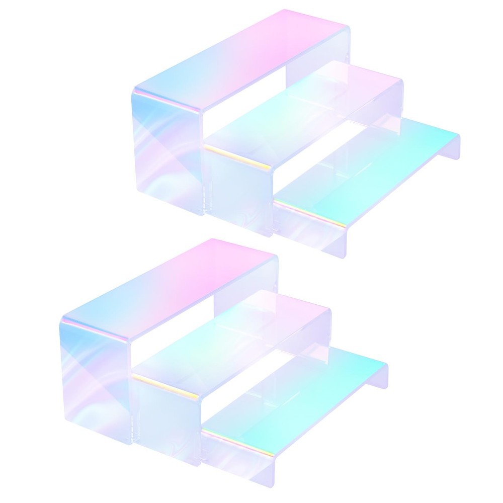 Iridescent Acrylic Display Risers, 6pcs Rainbow Display Stand Rectangular Sta...