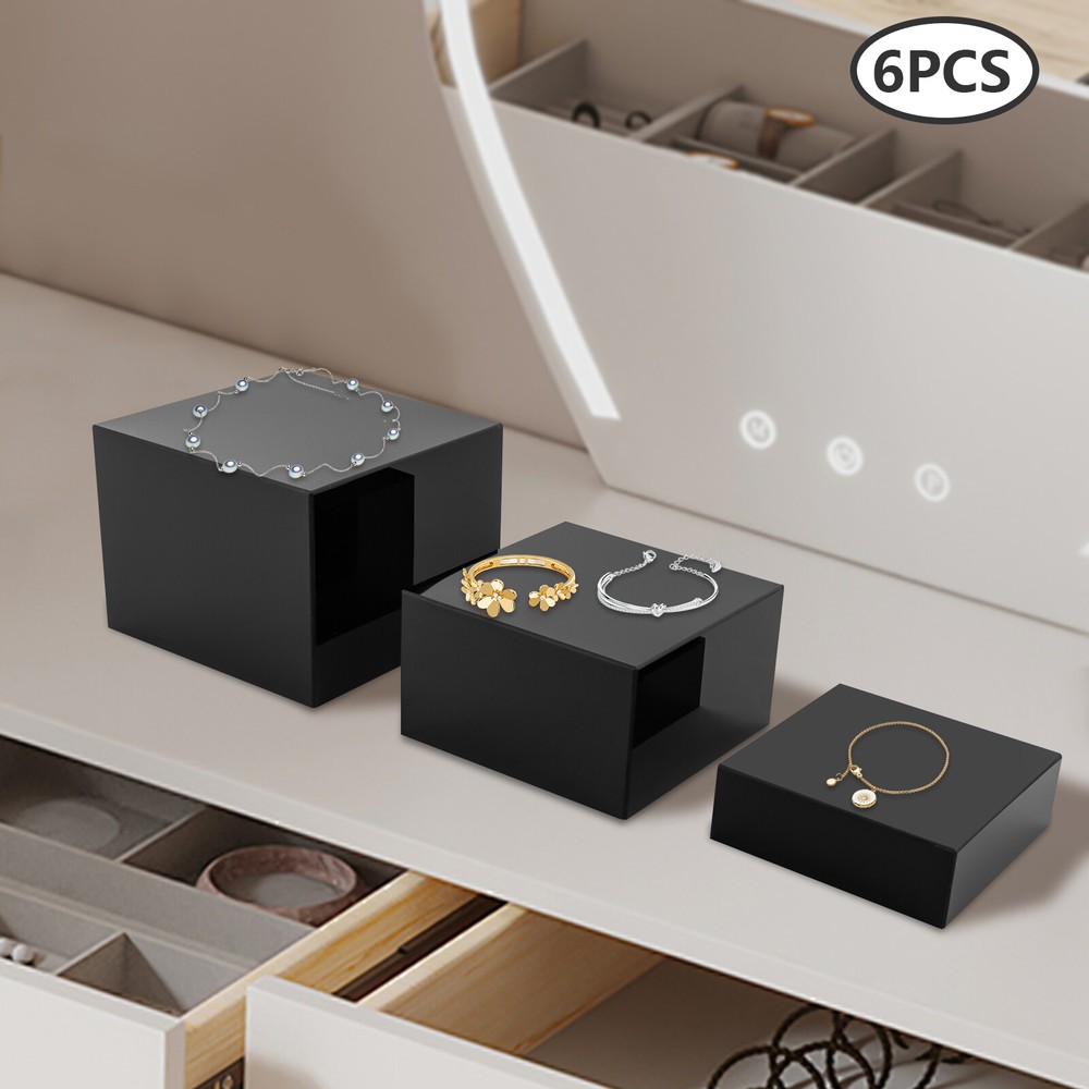 6Pcs Acrylic Display Risers Acrylic Boxes Acrylic Display Nesting Cubes Black
