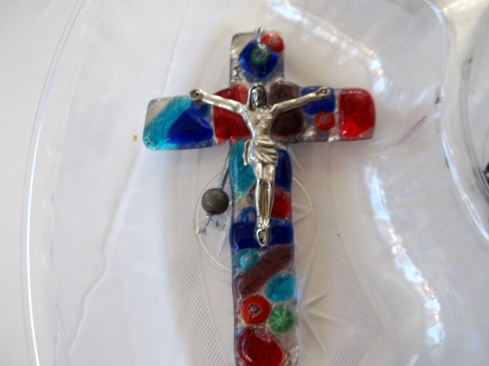 Handcrafted multicolored cross 4"
