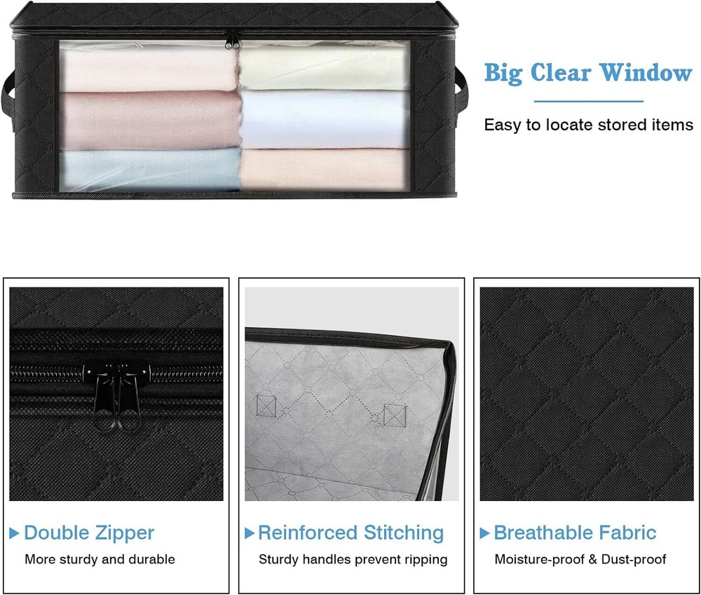 HomeHacks Storage 3-Pack Clothes Organizer Storage Bags Foldable Storage Box