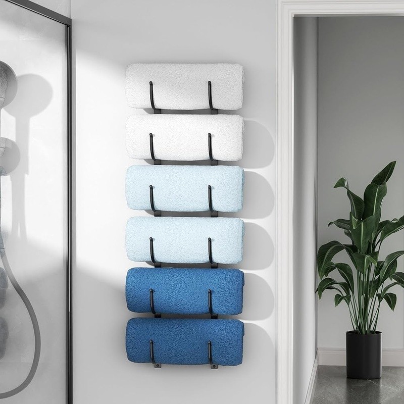 Wall Mounted Towel Rack Customizable Width Space Saving Towel Organizer Bathroom