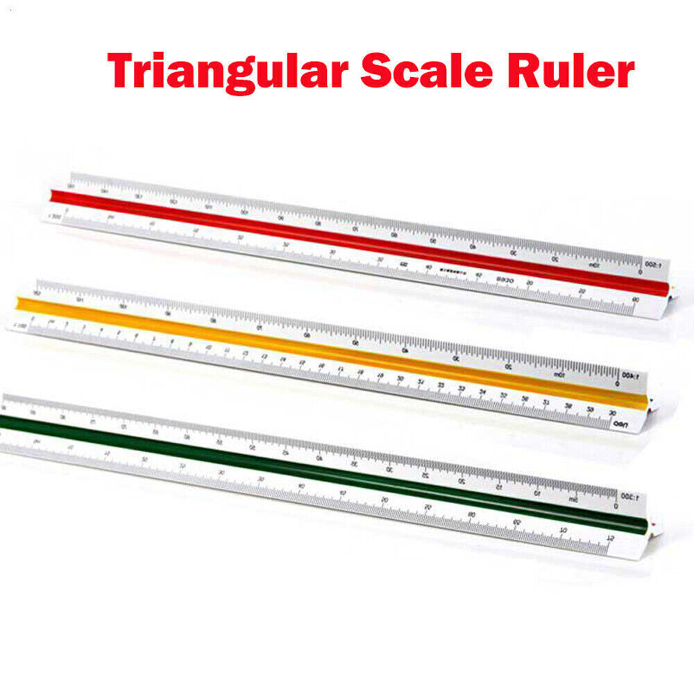 Aluminum Triangular Architect Ruler Laser-Etched Imperial Scales Multicolor 30CM