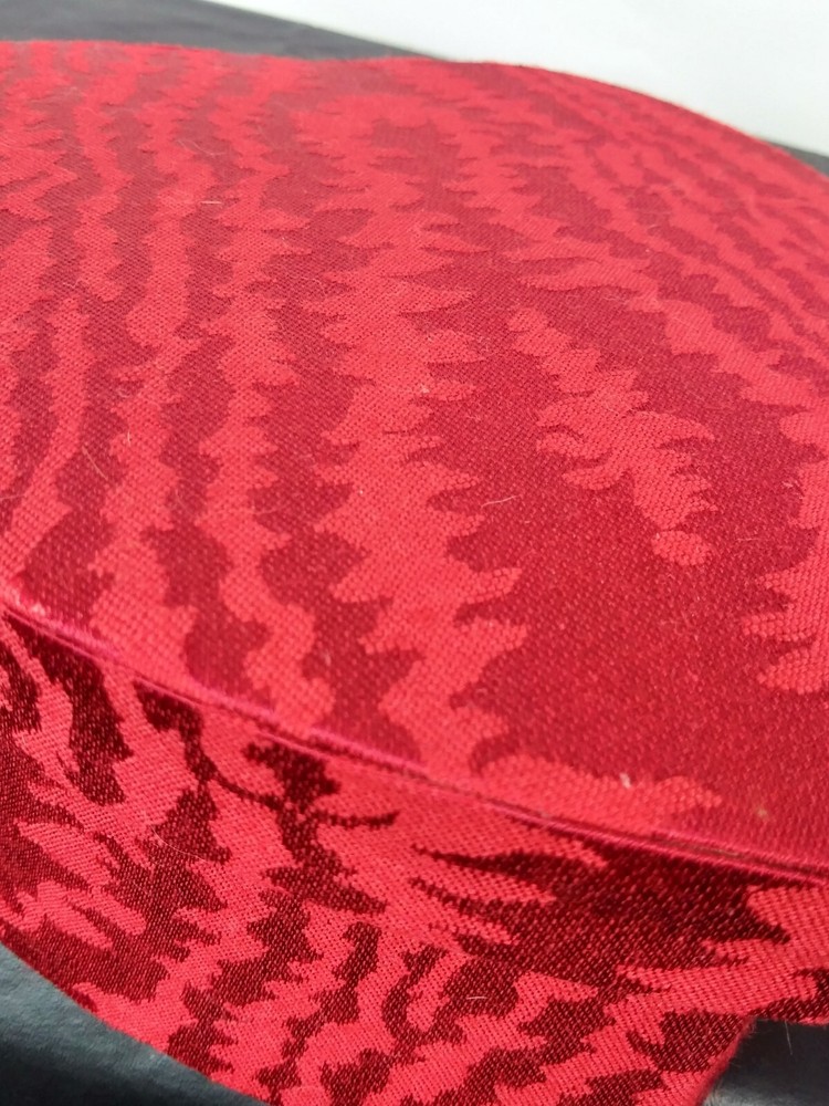 2 Red Fabric Covered Stacking Nesting Heart Boxes Satin Moire & Brocade Wedding
