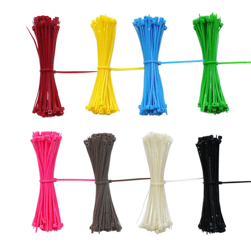 Self-Locking 3x100mm Assorted Coloured Nylon Plastic Cable Ties Zip Tie Wraps
