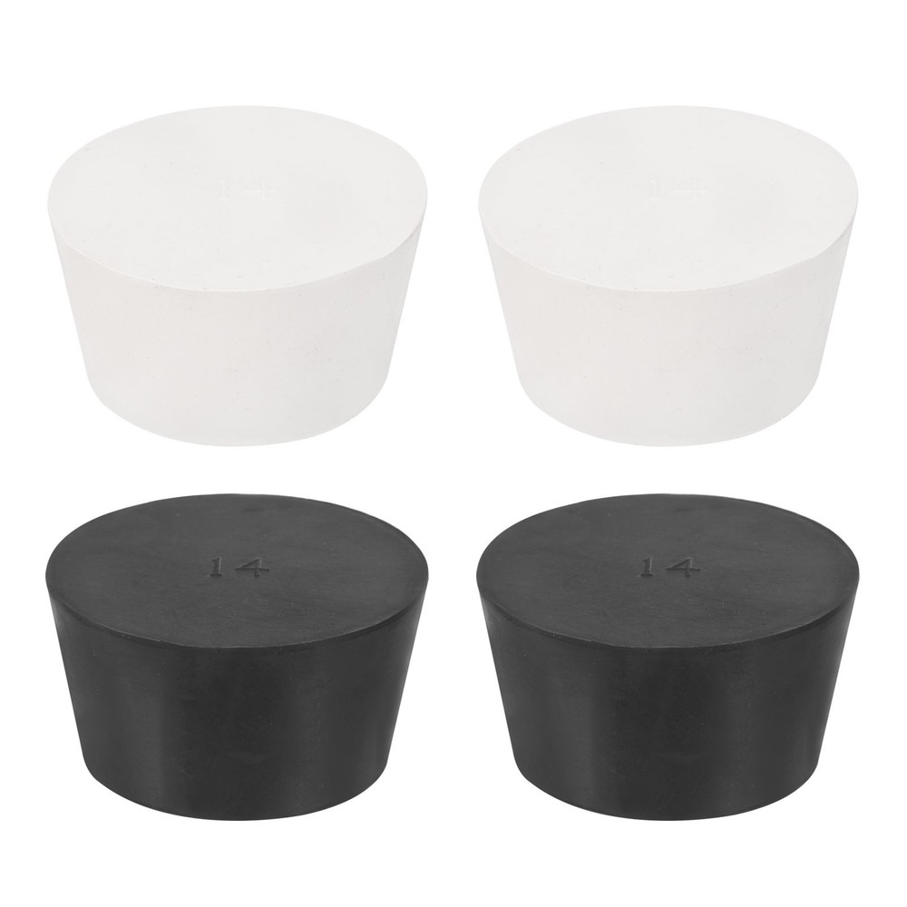 4 Pcs Solid Rubber Stopper Size 14#-75mm x 62mm - 39mm Long, Black/White