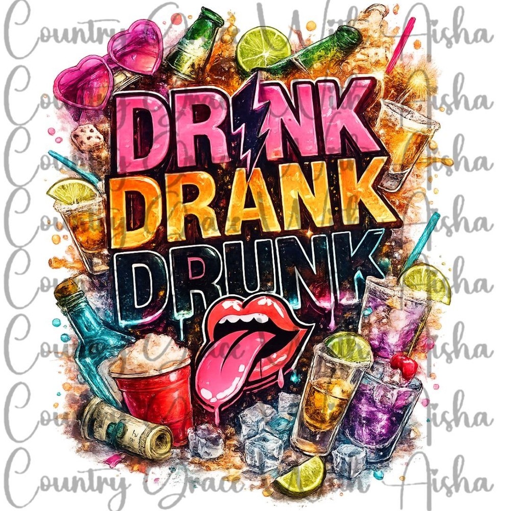 Sublimation Print Drink Drank Drunk Ready To Press Sublimation Transfer