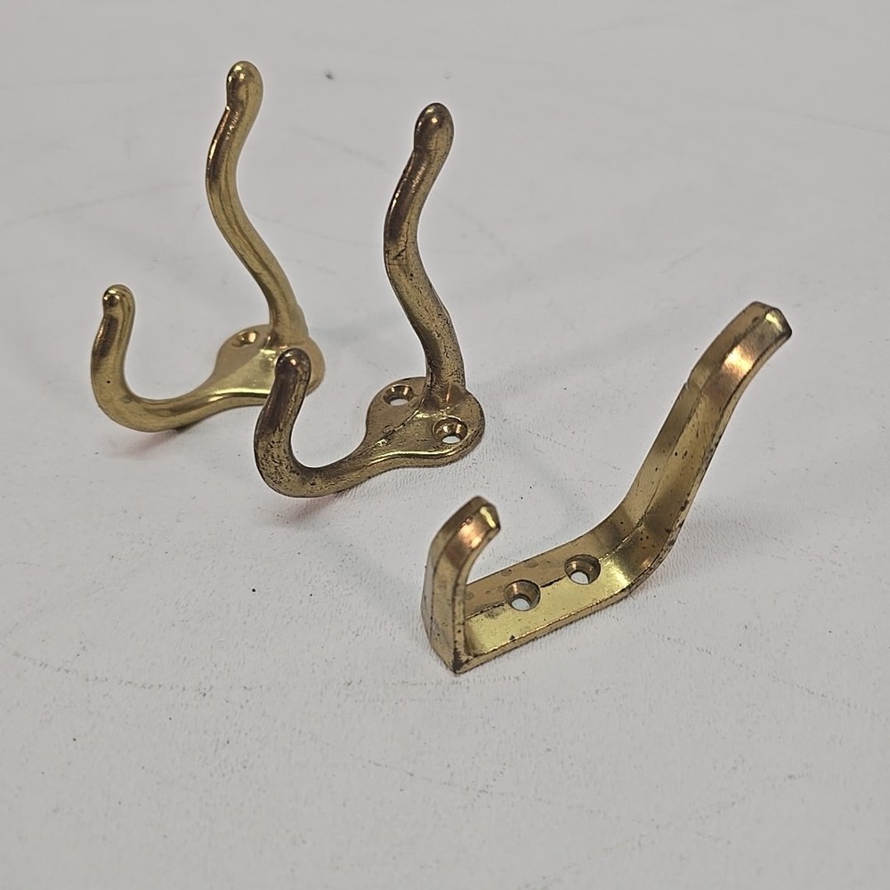 3 BRASS COLORED COAT HOOK