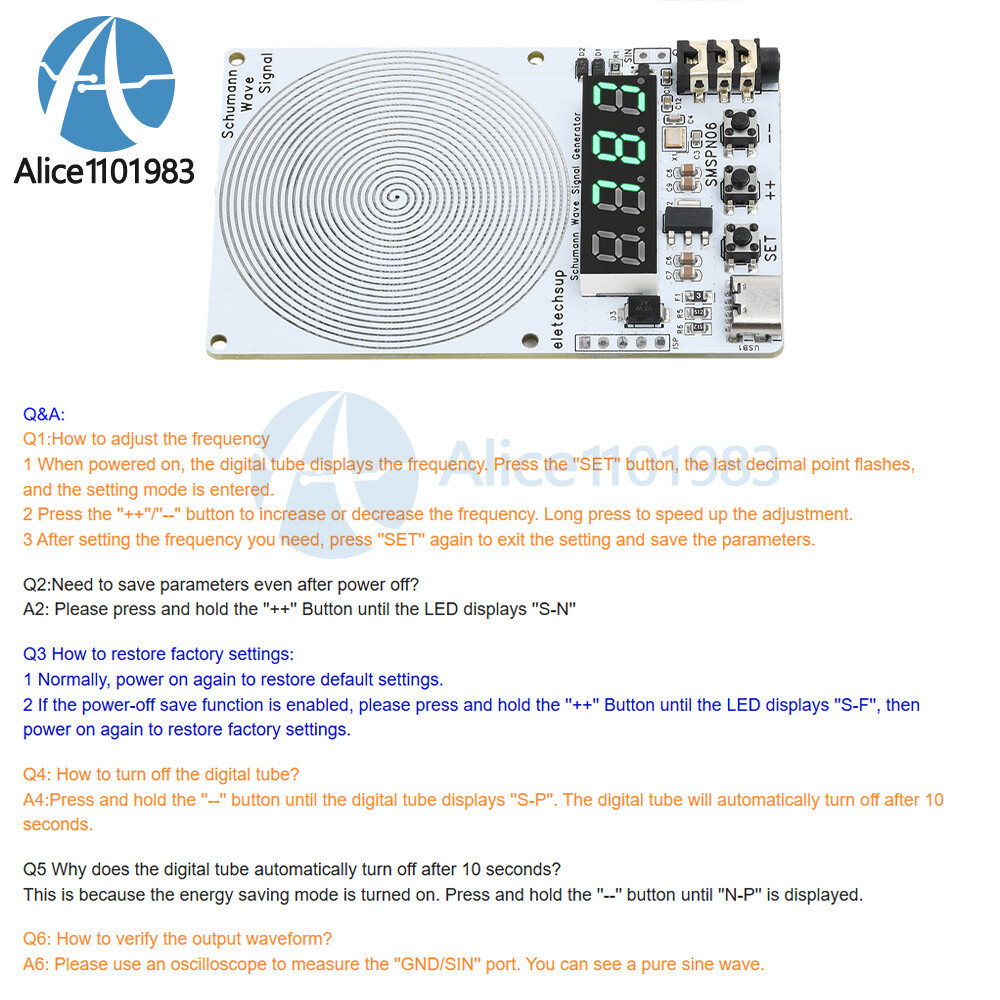 Adjustable 0.01Hz~9999Hz Frequency Schumann Wave Generator 4Bit Digital Display