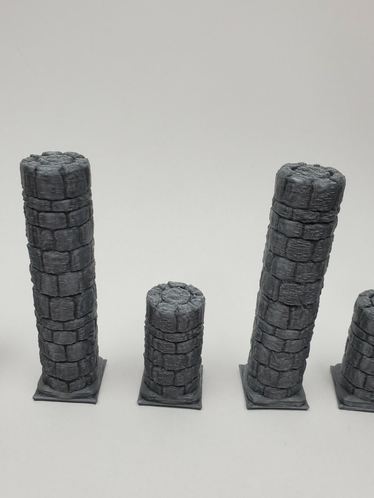 Openforge Dungeon Stone Pillars Round Tiles 3D Printed