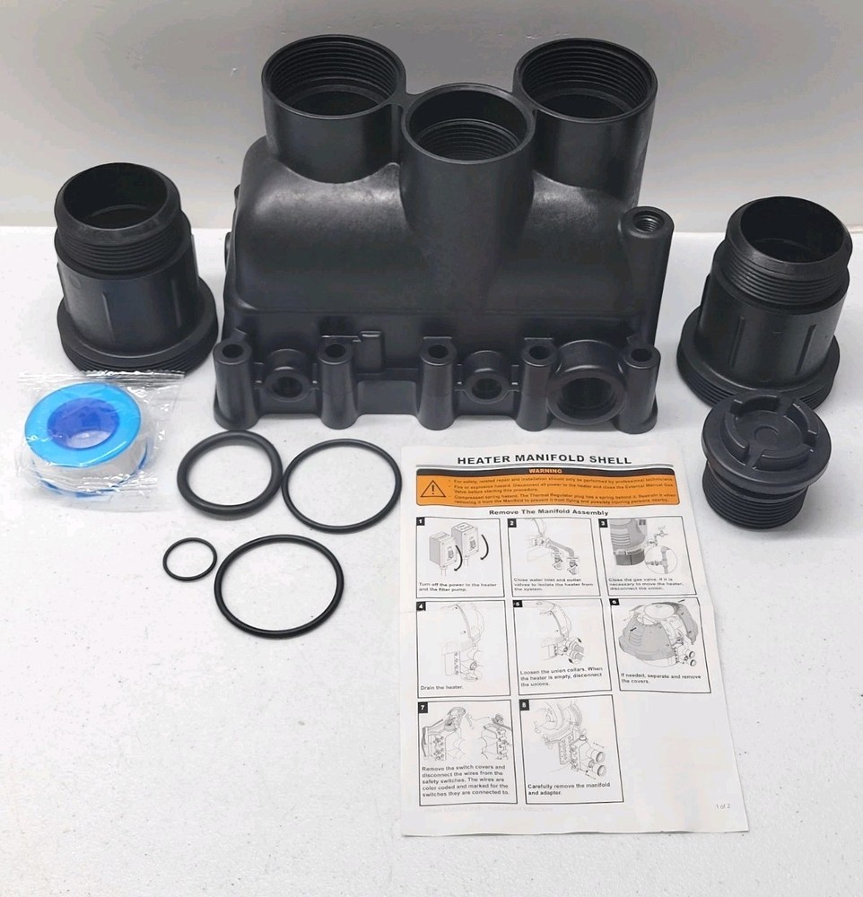 Universal Pool Heater Manifold Body for Pentair Master Temp with 4 O-Rings