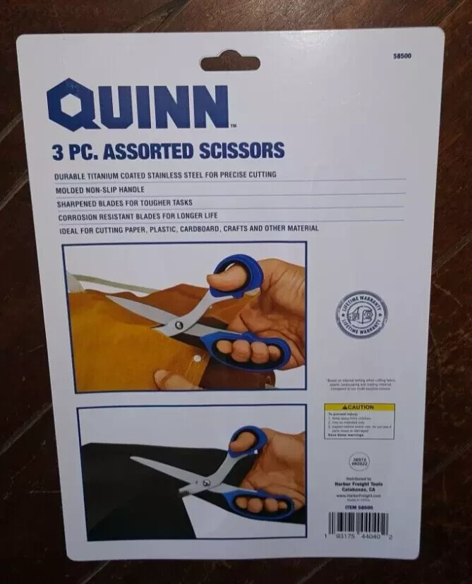 Quinn 3 pc Assorted Scissors w/ Durable Titanium Scissor