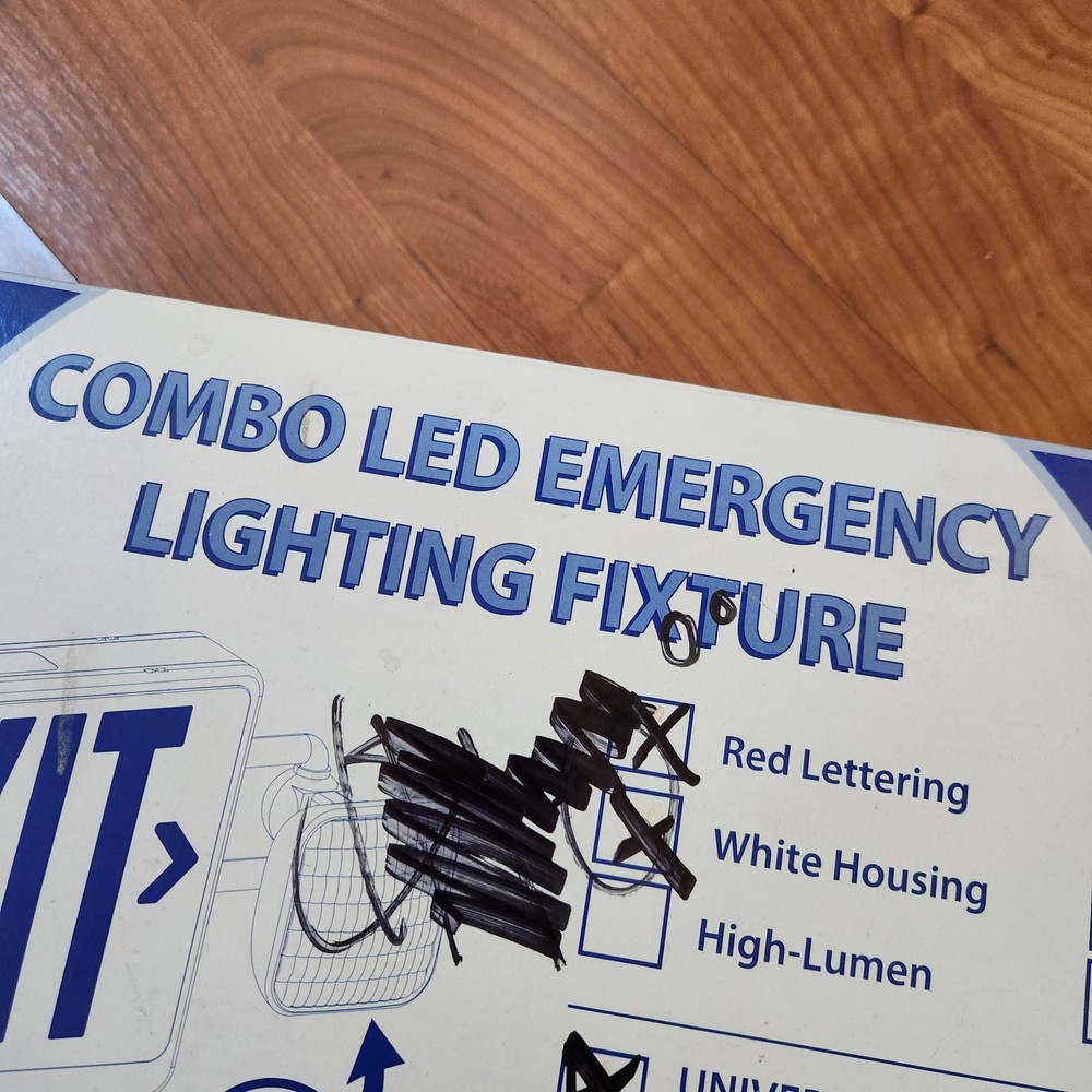 NEW Combo LED Emergency Exit Sign Lighting Fixture with External Lights Open Box