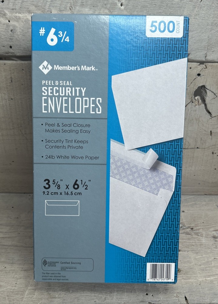 Member's Mark Security Envelope #6-3/4 500 ct Peel & Seal