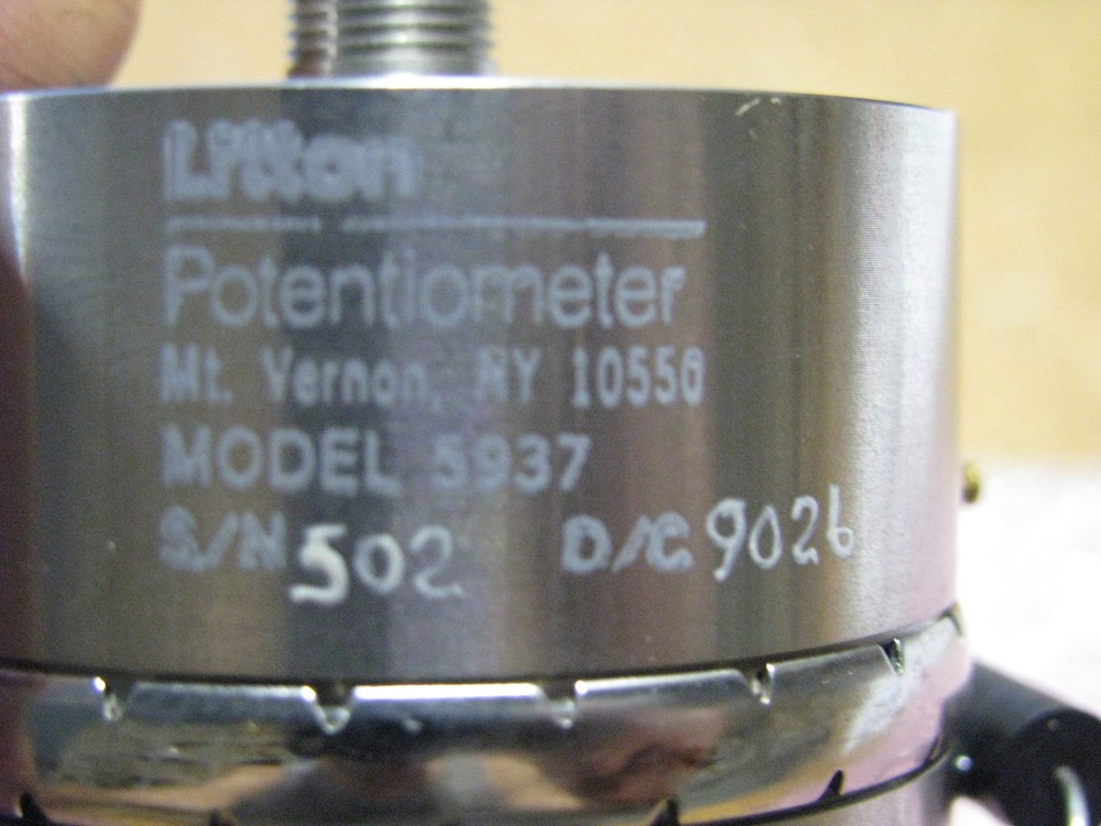 LITTON / SENSOR SYSTEMS VARIABLE RESISTOR MODEL 5937 NSN: 5905-01-129-4052