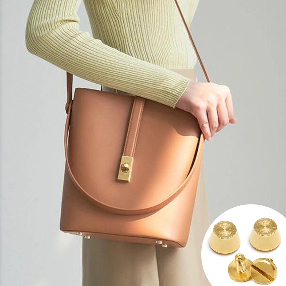 8 Sets Brass Handbag Purse Feet 10mm Rivets Solid Bottom Stud DIY Tools
