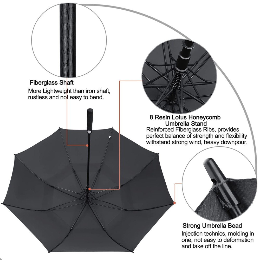 Golf Umbrella 68 Inch Automatic Open Extra Large Double Canopy Vented Pro