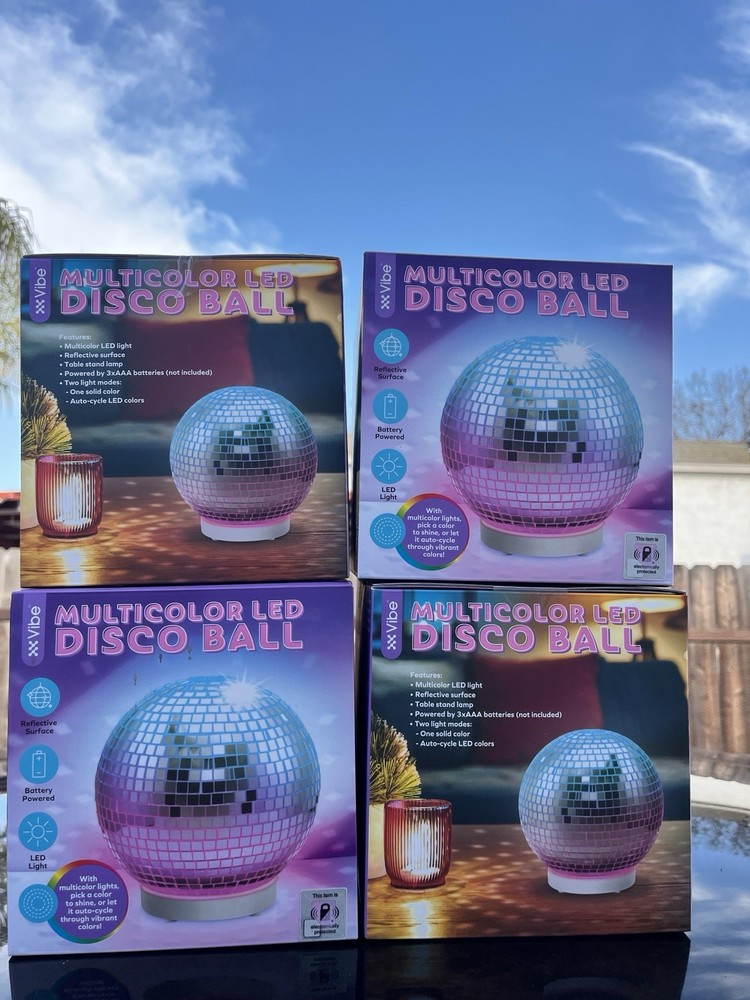 Vibe Multicolor LED Disco Ball Effect Light, Battery Powered, Table Stand