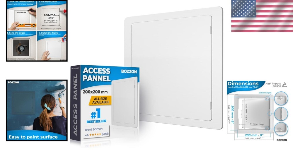 8x8 Inch Durable White Drywall Access Panel - Convenient Wall Cover Solution